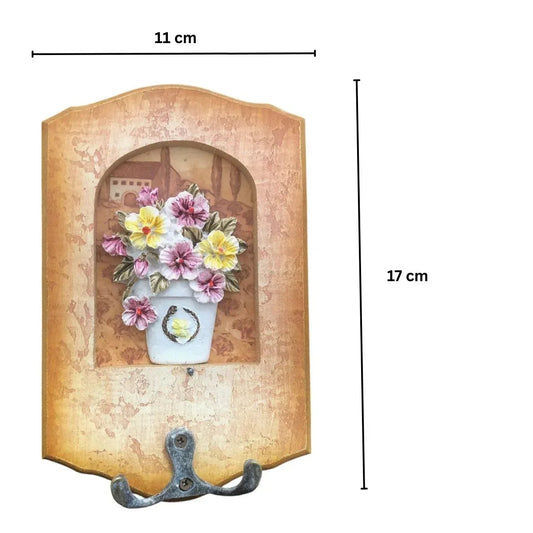 Cuier decorativ cu carlig dublu, Naimeed D50-5, 11x17x0.8 cm, Maro