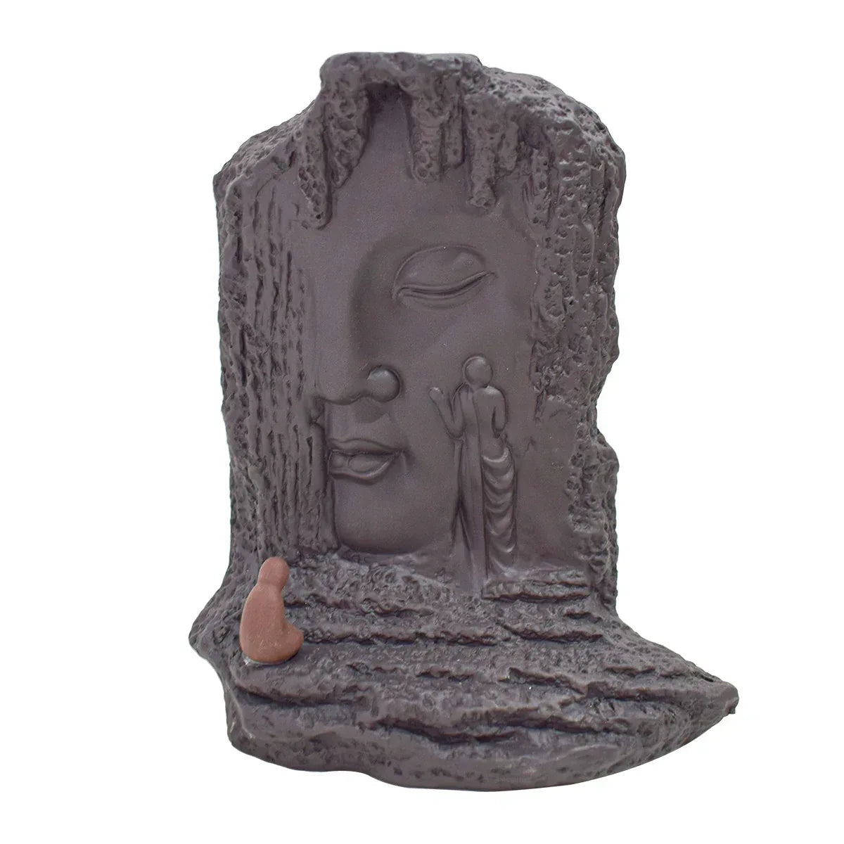 Suport conuri parfumate, Naimeed D5077, cascada de fum, aromaterapie, ceramica, Maro, 14x7x17cm
