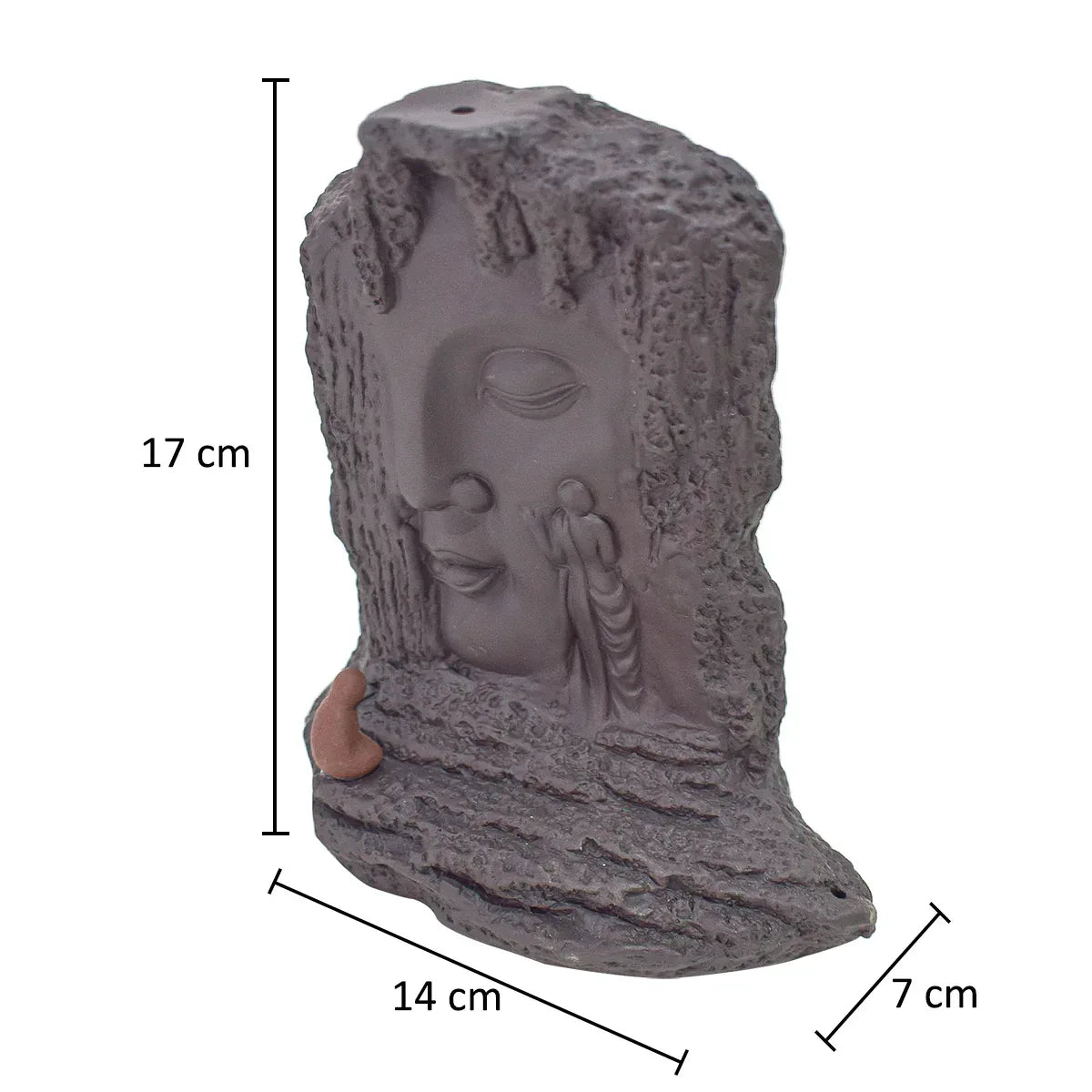 Suport conuri parfumate, Naimeed D5077, cascada de fum, aromaterapie, ceramica, Maro, 14x7x17cm