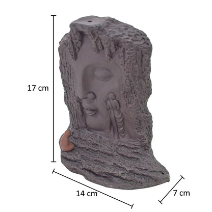 Suport conuri parfumate, Naimeed D5077, cascada de fum, aromaterapie, ceramica, Maro, 14x7x17cm