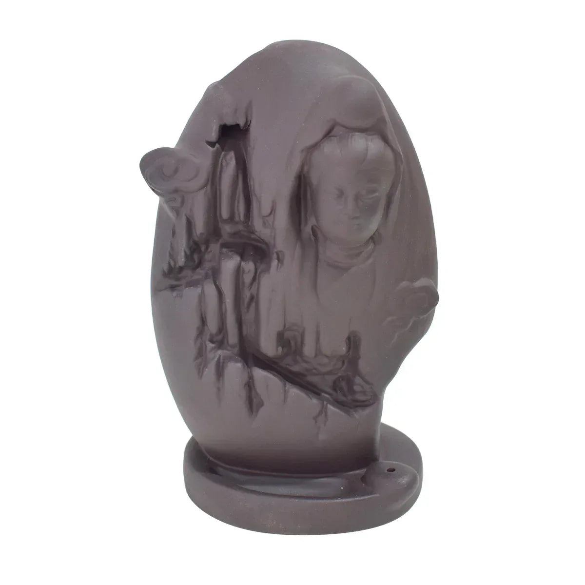 Suport conuri parfumate, Naimeed D5078, cascada de fum, aromaterapie, ceramica, Maro, 10x8x18cm