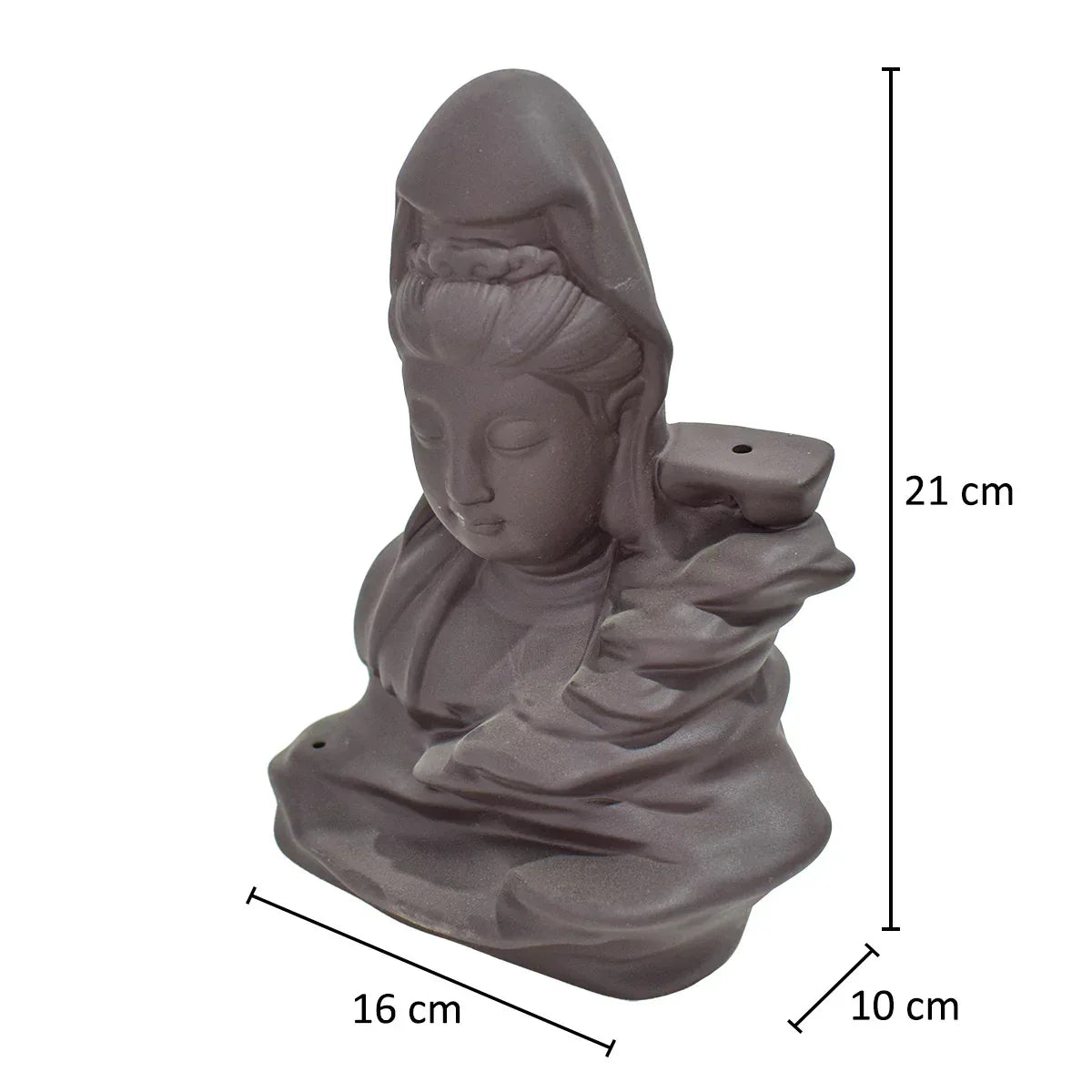 Suport conuri parfumate, Naimeed D5079, cascada de fum, aromaterapie, ceramica, Maro, 16x10x21cm