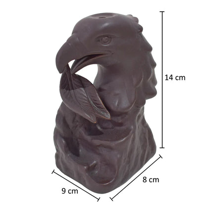 Suport conuri parfumate, Naimeed D5083, cascada de fum, aromaterapie, ceramica, Maro, 9x8x14cm