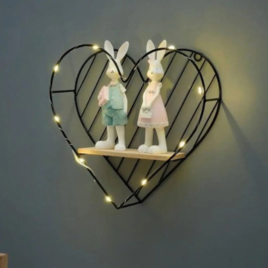 Etajera Suspendata, Luminite Led, Negru, Naimeed D50N, 30x27x10 cm