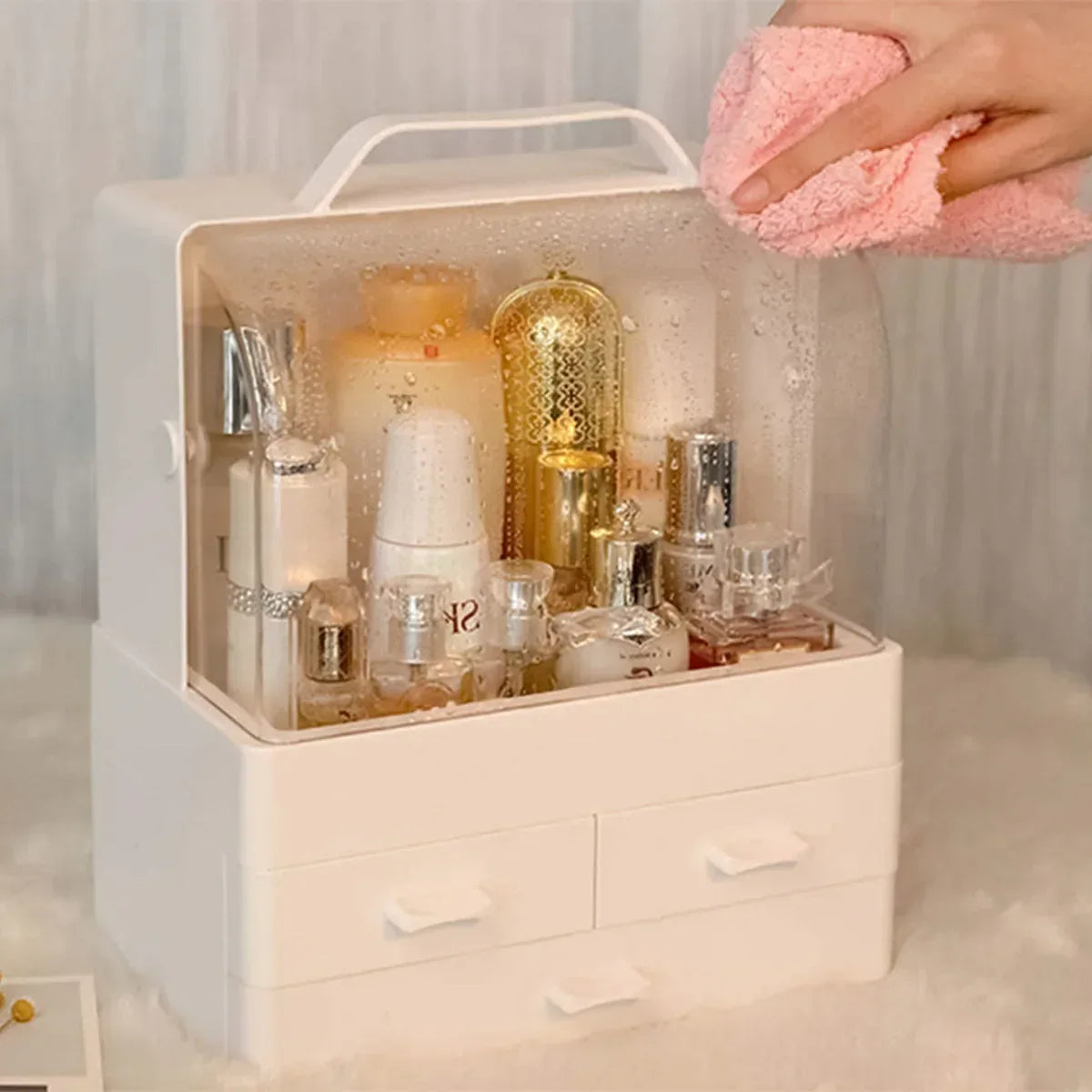 Organizator cosmetice, Naimeed D5179, 3 sertare, Alb