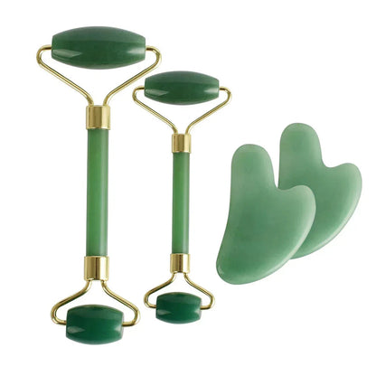 Set 2 role de masaj facial si corporal, Naimeed D5202, din jad, functie antirid si tonifiere