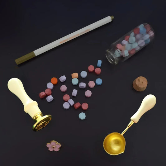 Set 6 piese, sigiliu ceara, Naimeed D5217, Alb