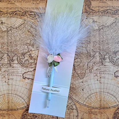 Set 5 pixuri Feather Writer, cu pana si accesoriu, elegant, Naimeed D5230, Blue