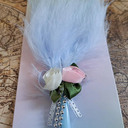 Set 5 pixuri Feather Writer, cu pana si accesoriu, elegant, Naimeed D5230, Blue