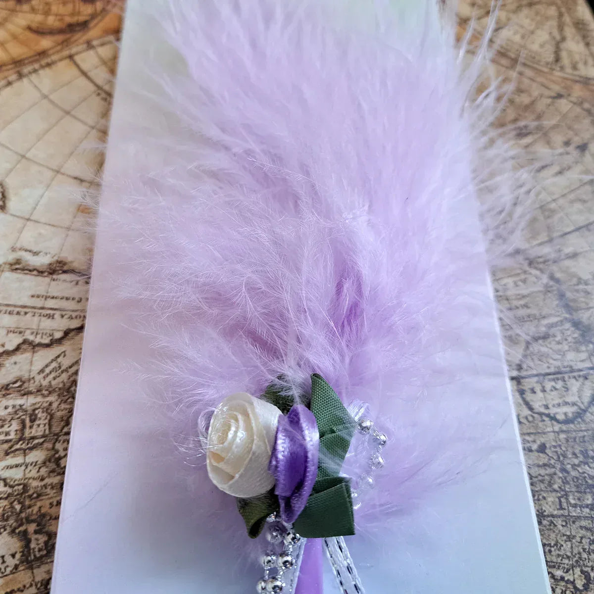 Set 5 pixuri Feather Writer, cu pana si accesoriu, elegant, Naimeed D5230, Mov