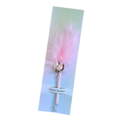 Set 5 pixuri Feather Writer, cu pana si accesoriu, elegant, Naimeed D5230, Roz