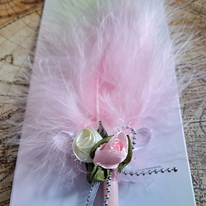 Set 5 pixuri Feather Writer, cu pana si accesoriu, elegant, Naimeed D5230, Roz