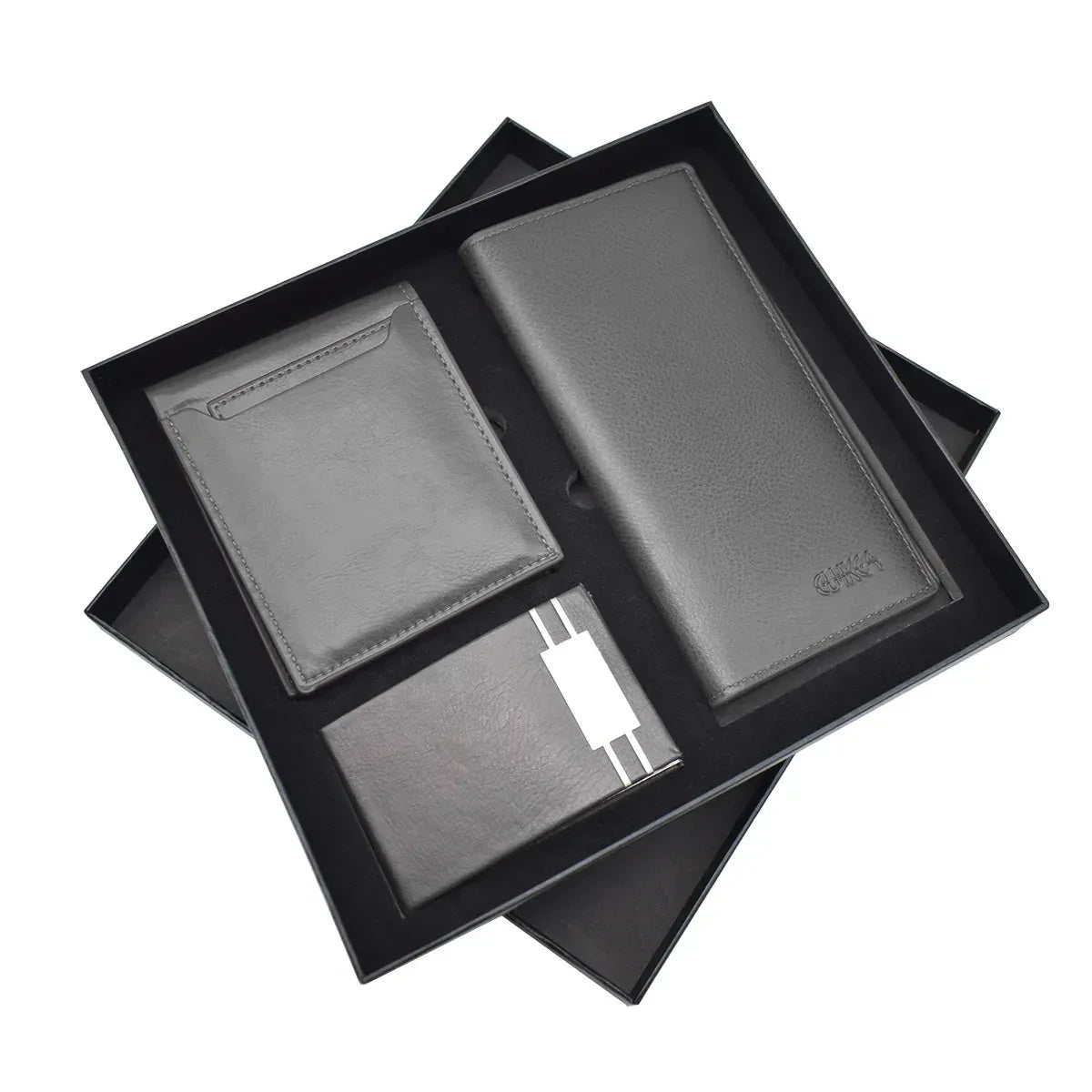 Set 3 piese, Naimeed D5241, portcard, 2x portofel, Negru
