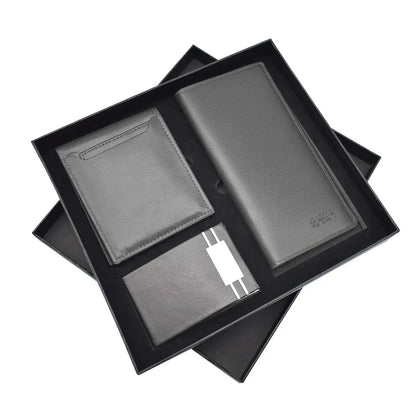 Set 3 piese, Naimeed D5241, portcard, 2x portofel, Negru