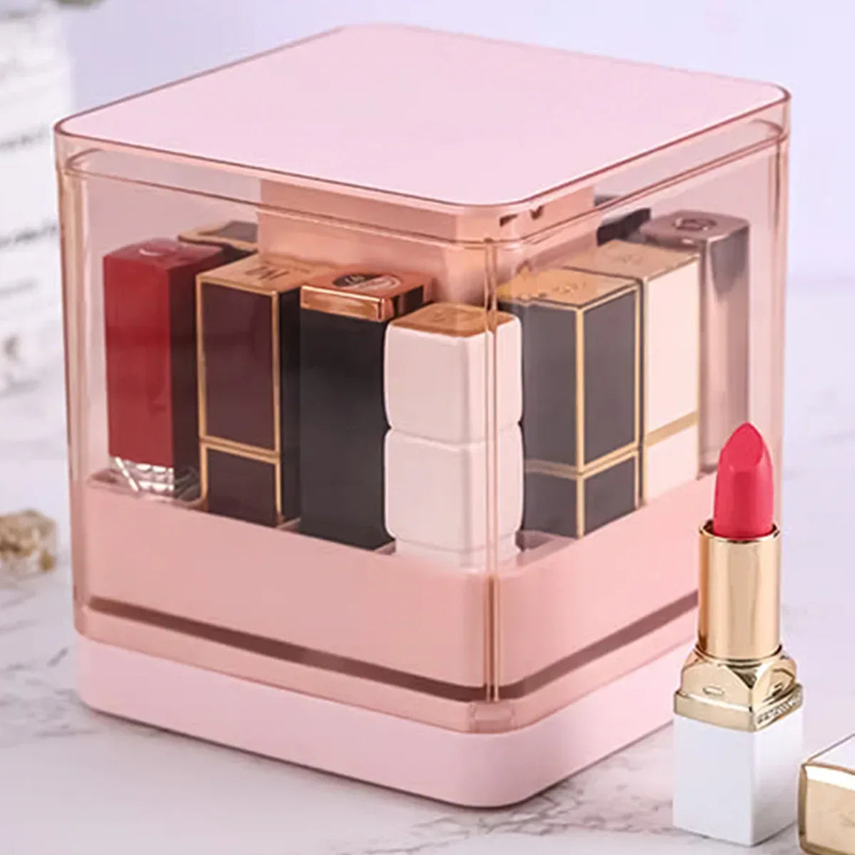 Organizator cosmetice, Naimeed D5277, cu compartiment pentru ruj, oja, Roz