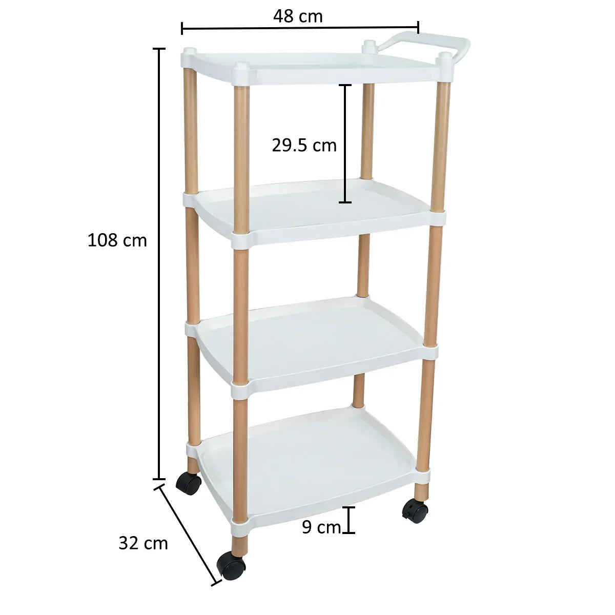 Raft multifunctional, 4 niveluri, Naimeed D5286, Alb, 48x32x108cm