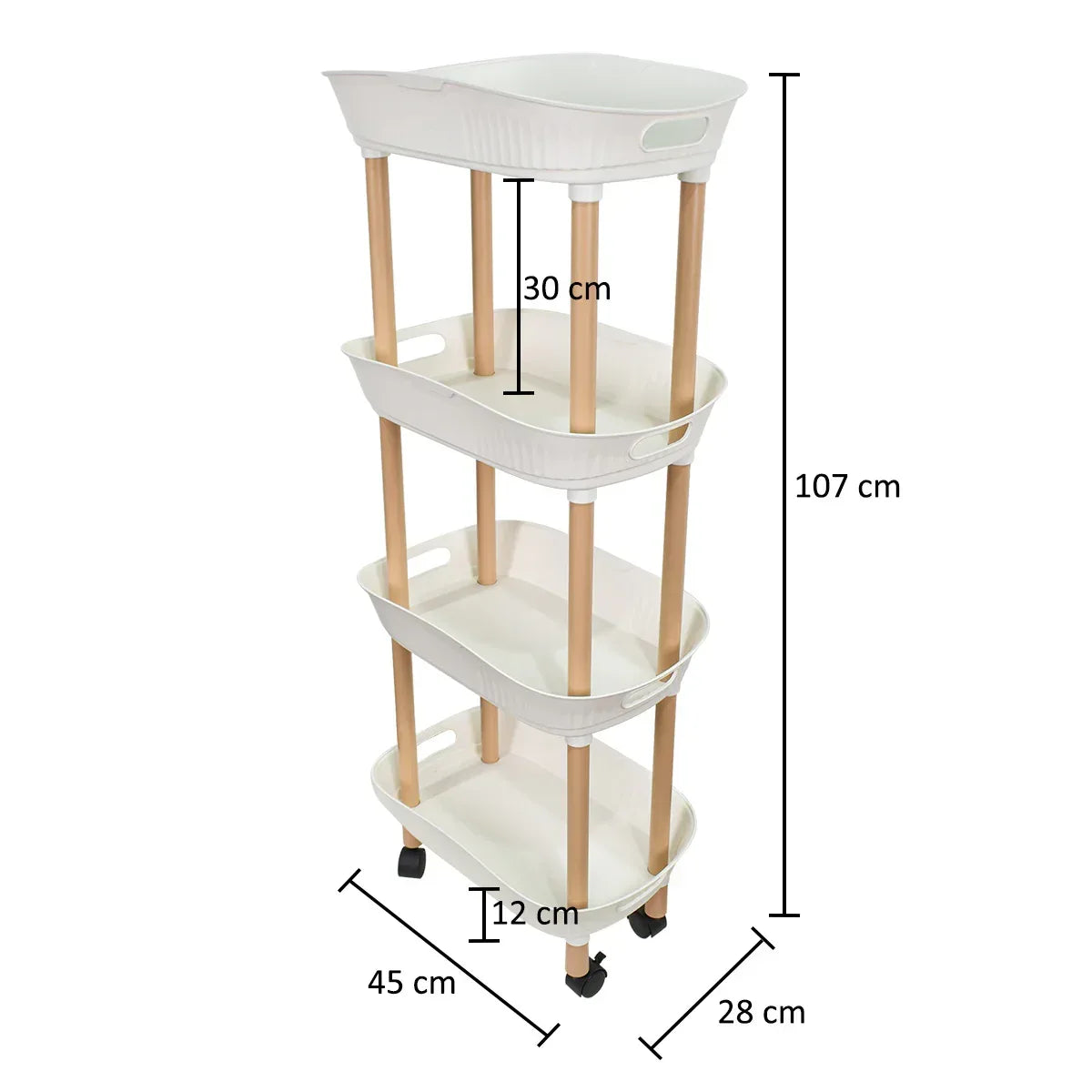 Raft multifunctional, 4 niveluri, Naimeed D5287, Alb, 45x28x107cm
