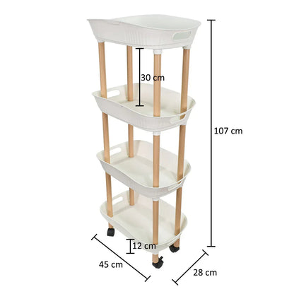 Raft multifunctional, 4 niveluri, Naimeed D5287, Alb, 45x28x107cm