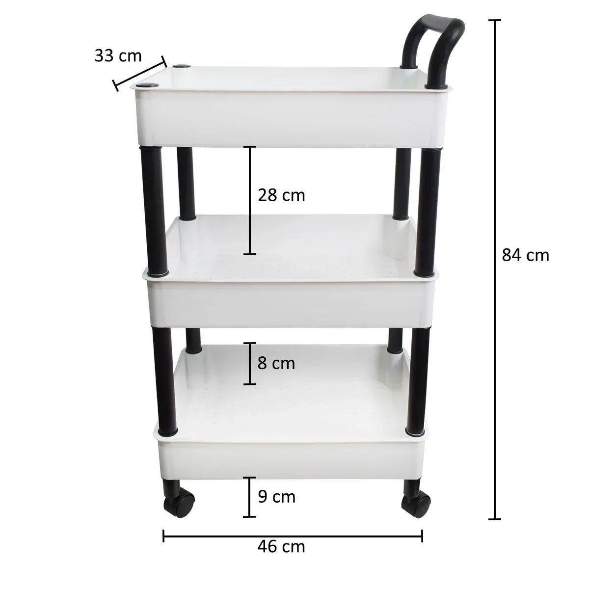 Raft multifunctional, 3 niveluri, Naimeed D5288, Alb/Negru, 46x33x84cm