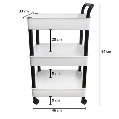 Raft multifunctional, 3 niveluri, Naimeed D5288, Alb/Negru, 46x33x84cm