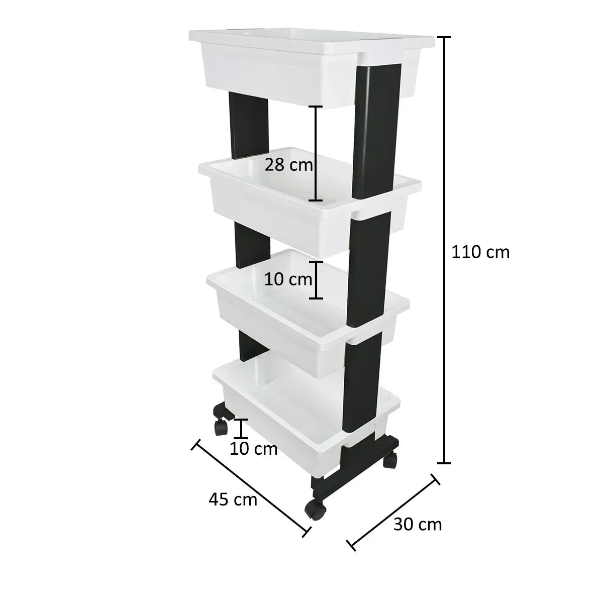 Raft multifunctional, 4 niveluri, Naimeed D5289, Alb/Negru, 45x30x110cm