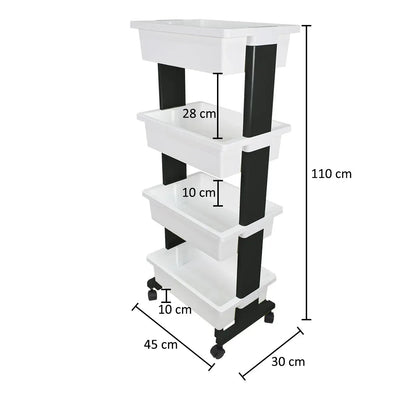 Raft multifunctional, 4 niveluri, Naimeed D5289, Alb/Negru, 45x30x110cm