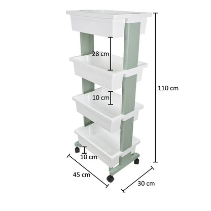 Raft multifunctional, 4 niveluri, Naimeed D5289, Alb/Turcoaz, 45x30x110cm