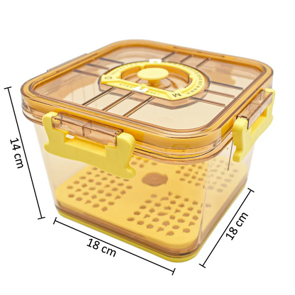 Set 3 caserole, monitorizarea datei, sistem de scurgere, Naimeed D5308, Galben