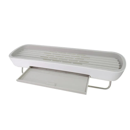 Etajera baie, sistem scurgere apa, suport prosop, Naimeed D5323, Alb, 42x12x10cm