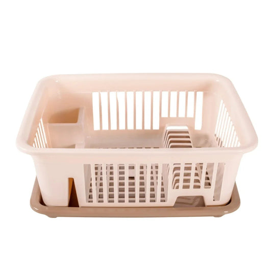 Scurgator vase cu tava, plastic, Naimeed D5340, 12 farfurii, 46 x 36 x 20 cm, crem