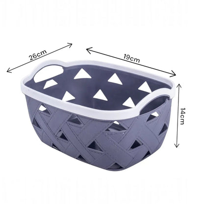 Set 3 cosuri depozitare, Naimeed D5341, D5342, D5343, plastic, 34x27x20 cm, 30x23x16 cm, 26x19x14 cm, Gri inchis