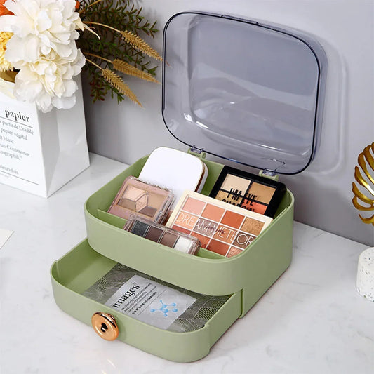 Organizator cosmetice, capac transparent, Naimeed D5374, 20x19x12cm, Verde