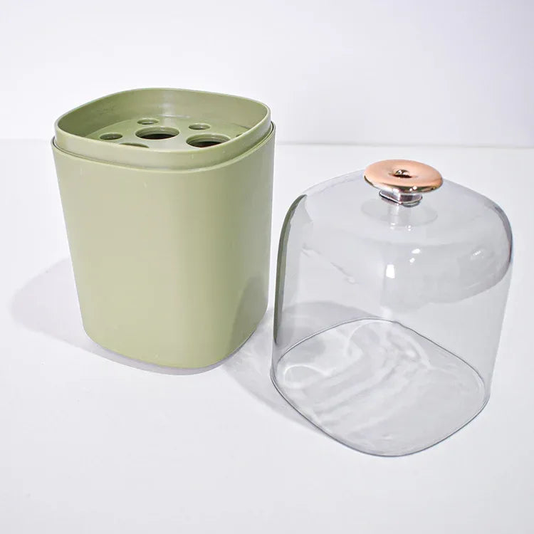 Organizator cosmetice, capac transparent, Naimeed D5376, 10x10x22cm, Verde