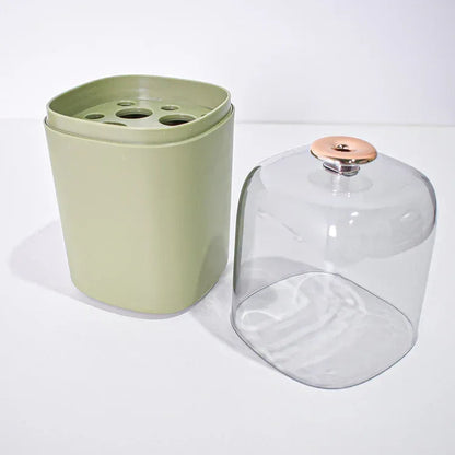 Organizator cosmetice, capac transparent, Naimeed D5376, 10x10x22cm, Verde