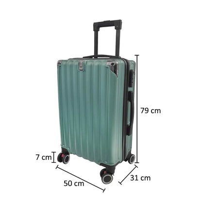 Troler voiaj, Naimeed D5388L, 4 roti duble 360 grade, ABS, inchidere cifru, Verde, 50x31x79cm