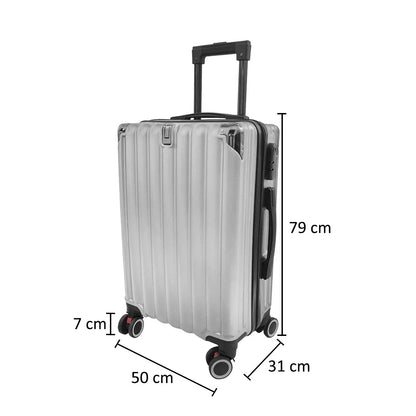 Troler voiaj, Naimeed D5389L, 4 roti duble 360 grade, ABS, inchidere cifru, Argintiu, 50x31x79cm