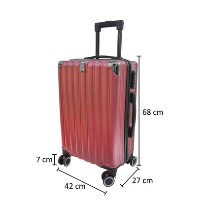 Troler voiaj, Naimeed D5390M, 4 roti duble 360 grade, ABS, inchidere cifru, Rosu, 42x27x68cm