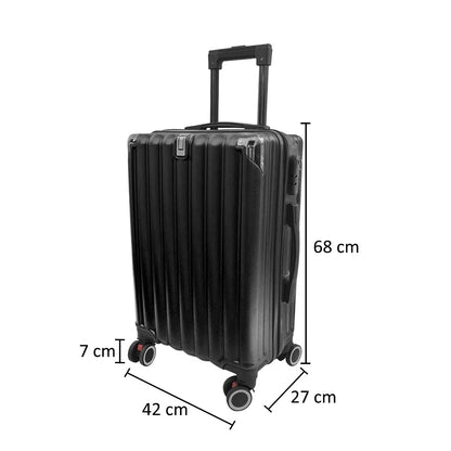 Troler voiaj, Naimeed D5391M, 4 roti duble 360 grade, ABS, inchidere cifru, Negru, 42x27x68cm