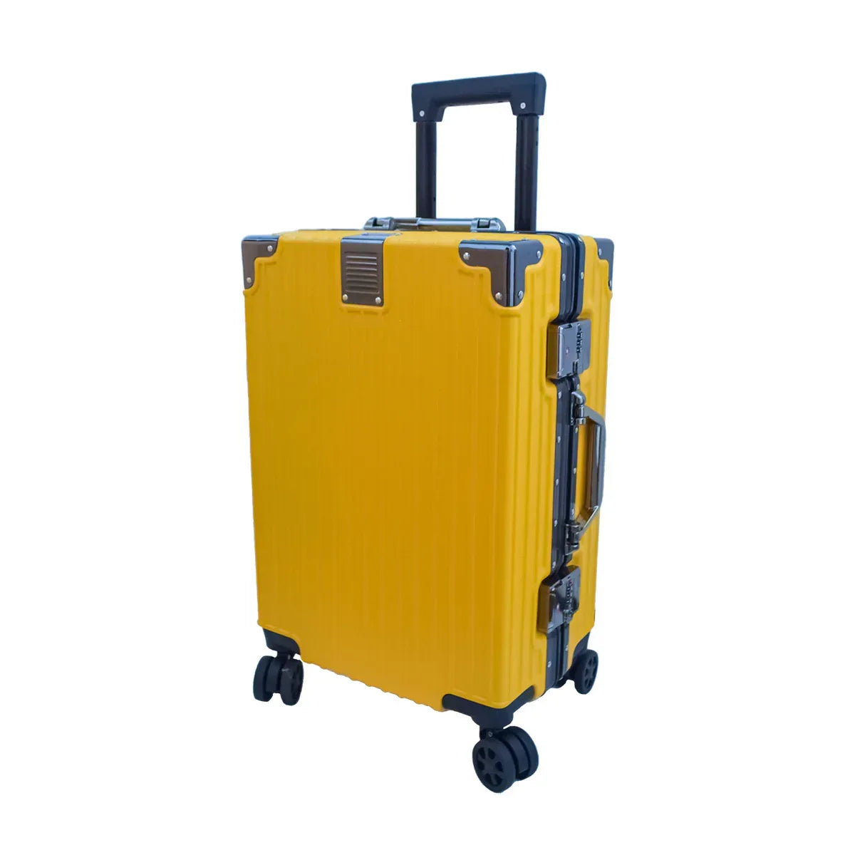Troler, cabina avion, Naimeed D5393S, Premium Voyage 4 roti duble 360 grade, ABS, inchidere cifru, Galben, 34x23x55cm