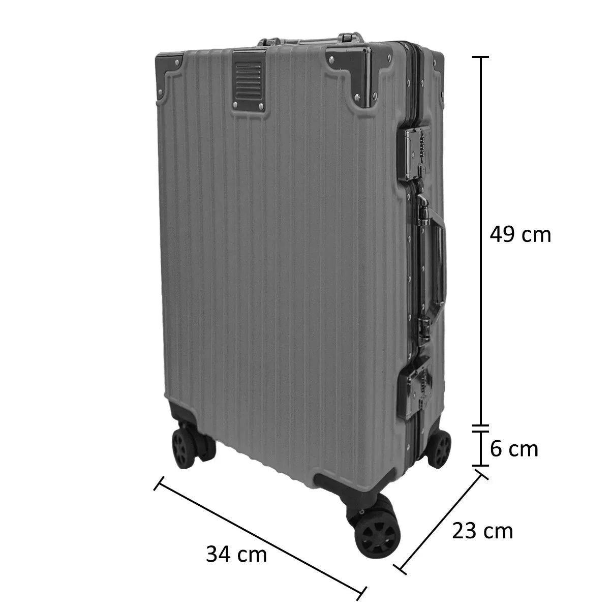 Troler, cabina avion, Naimeed D5394S, Premium Voyage, 4 roti duble 360 grade, ABS, inchidere cifru, Gri, 34x23x55cm