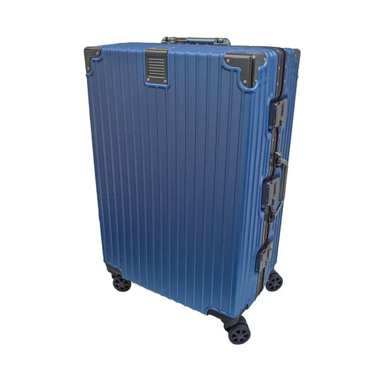 Troler, bagaj de cala, Naimeed D5398M, Premium Voyage, 4 roti duble 360 grade, ABS, inchidere cifru, Albastru, 42x28x68cm