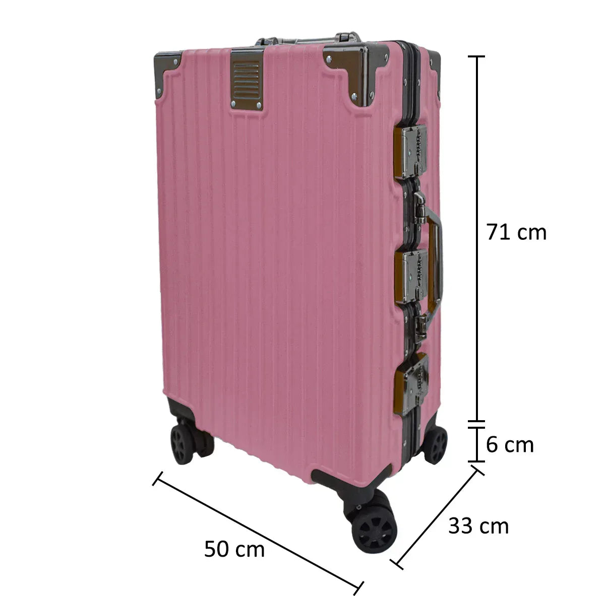 Troler, bagaj de cala, Naimeed D5399L, Premium Voyage, 4 roti duble 360 grade, ABS, inchidere cifru, Roz, 50x33x77cm
