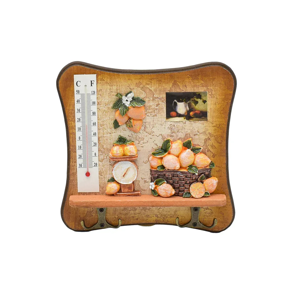 Cuier decorativ cu termometru D54, 19x19  cm, m3
