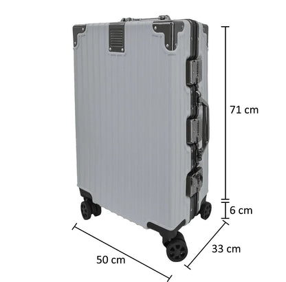 Troler, bagaj de cala, Naimeed D5400L, Premium Voyage, 4 roti duble 360 grade, ABS, inchidere cifru, Argintiu, 50x33x77cm
