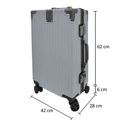 Troler, bagaj de cala, Naimeed D5400M, Premium Voyage, 4 roti duble 360 grade, ABS, inchidere cifru, Argintiu, 42x28x68cm