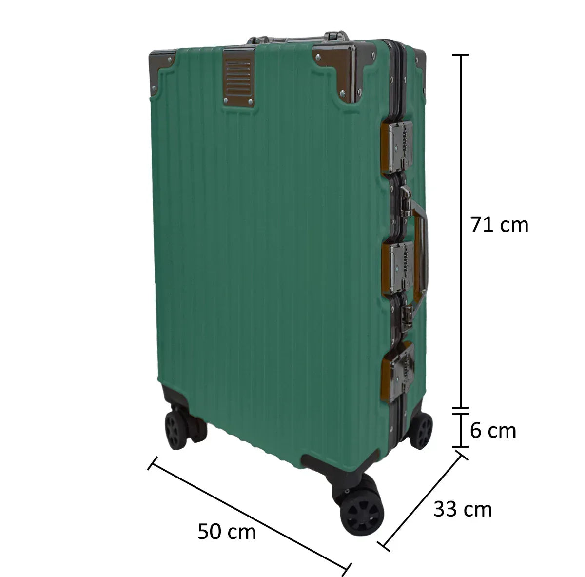 Troler, bagaj de cala, Naimeed D5401L, Premium Voyage, 4 roti duble 360 grade, ABS, inchidere cifru, Verde, 50x33x77cm