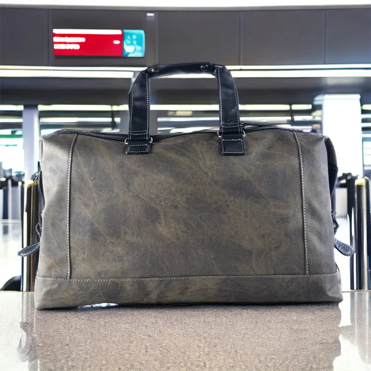 Geanta voiaj, pentru avion, piele ecologica, Naimeed D5406, Companion, Verde militar, 45x20x30cm