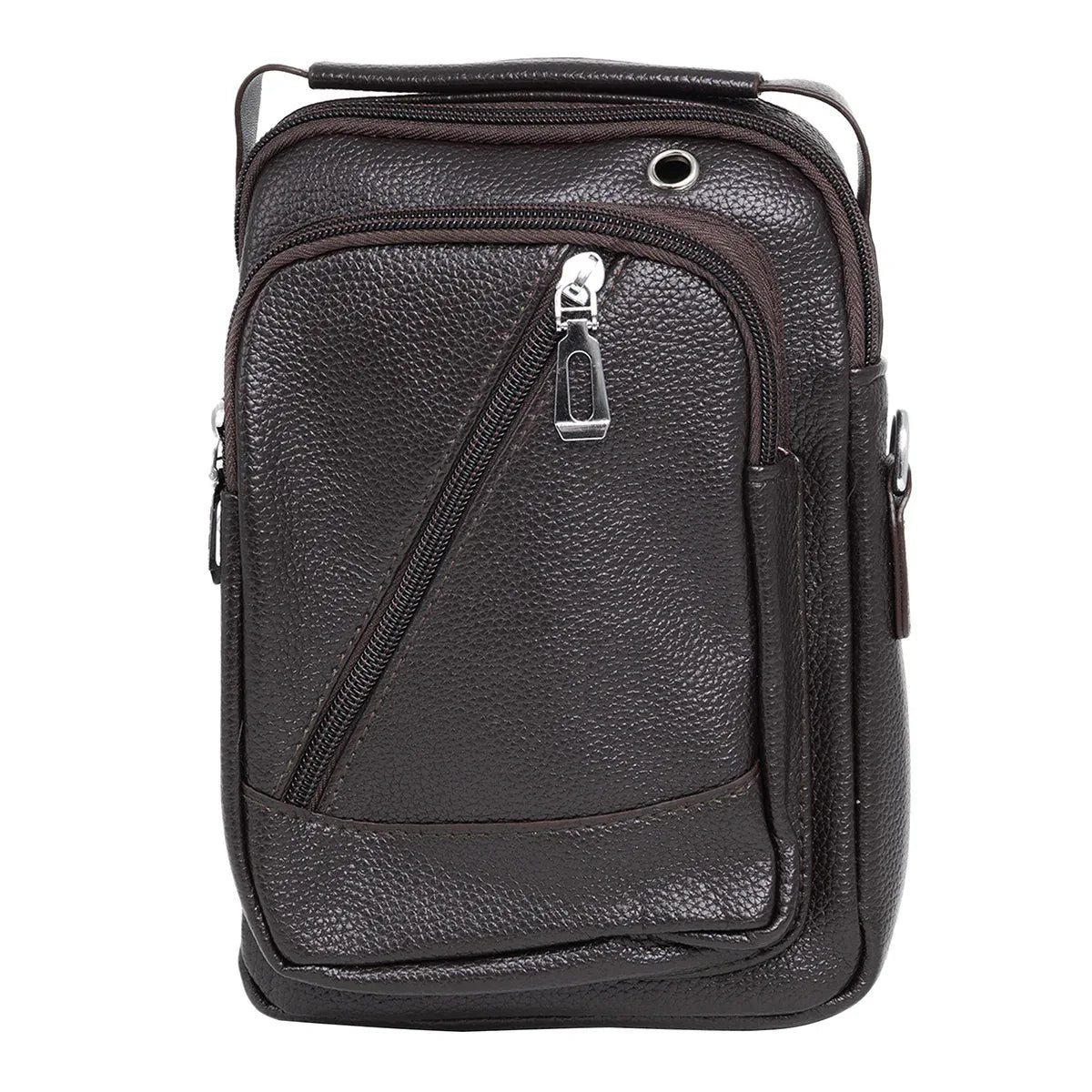 Borseta barbati, de umar, piele ecologica, Naimeed D5433, Companion, Maro inchis, 17x8x23cm