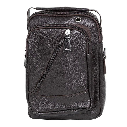 Borseta barbati, de umar, piele ecologica, Naimeed D5433, Companion, Maro inchis, 17x8x23cm