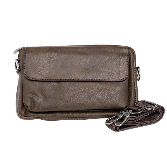 Borseta barbati, de umar, piele ecologica, Naimeed D5444, Companion, Maro inchis, 15x6x23cm